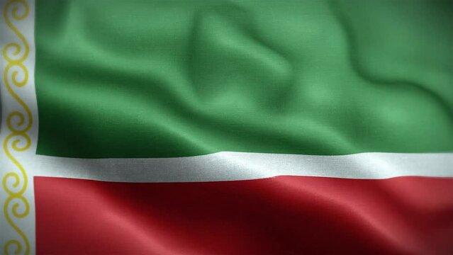 4K Textured Flag of Chechnya Animation Stock Video - Chechen Flag Waving in Loop - Highly Detailed Chechnya Flag Stock Video