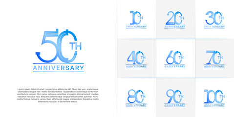 Fototapeta premium set of anniversary logotype blue color for special celebration event