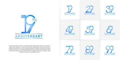 Obraz premium set of anniversary logotype blue color for special celebration event