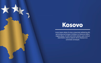 Wave flag of Kosovo with copyspace background.