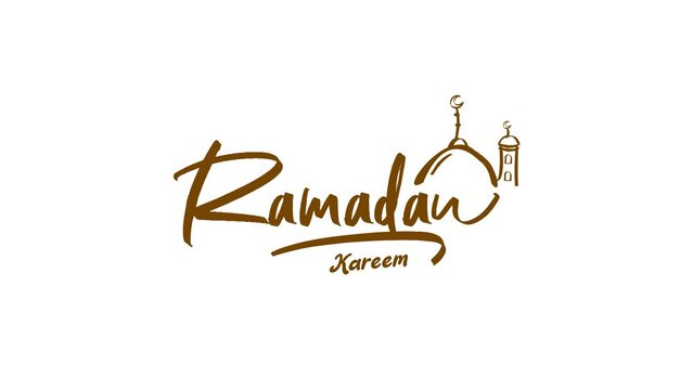 Ramadan Kareem text animation Handwritten. Animated text can be used for 4k resolution Islamic videos in welcoming the holy month of Ramadan