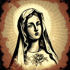 immaculate heart of lady mary sacred faith religion saint illustration