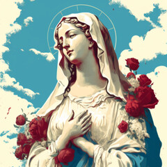 Obraz na płótnie Canvas immaculate heart of lady mary sacred faith religion saint illustration