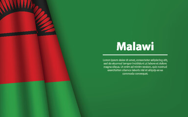 Wave flag of Malawi with copyspace background.