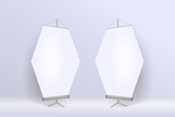 
An empty white banner in the interior. Space for copying.
 3d vector illustration.
