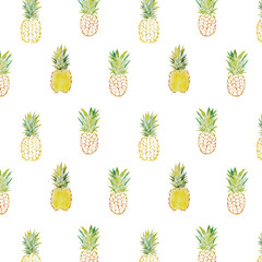 Pineapple pattern, pineapples , fabric pattern, textile design, fruit, illustration, sweet food, dessert, vegetarian food, watercolor illustration	