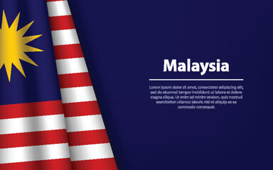 Fototapeta premium Wave flag of Malaysia with copyspace background.