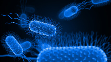 Bacteria or virus under microscope