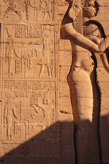 Greek Graffiti on Ancient Egyptian Hieroglyphs, Philae Temple, Aswan Egypt