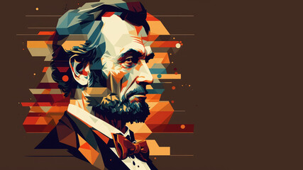 A portrait of Abraham Lincoln background flat design illustration. Generative ai. - obrazy, fototapety, plakaty