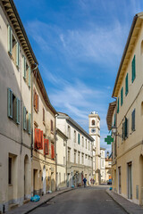 Obraz na płótnie Canvas Corso Repubblica street in the historic center of Fauglia, Pisa, Italy