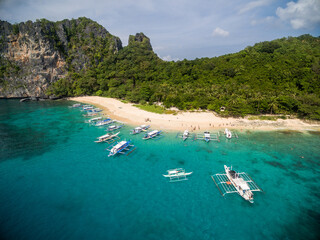 Helicopter Island and Beach in El Nido, Palawan, Philippines. Tour C route and Sightseeing Place.