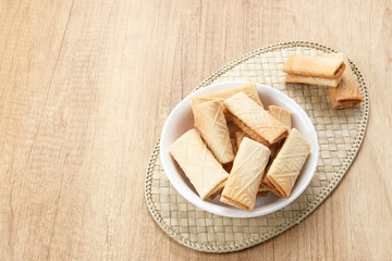 Kue Lempit or Kue Kapit, Indonesian traditional snack, crunchy and sweet
