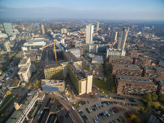 Fototapeta premium Eindhoven City Cityscape in Netherlands. Drone Point of View