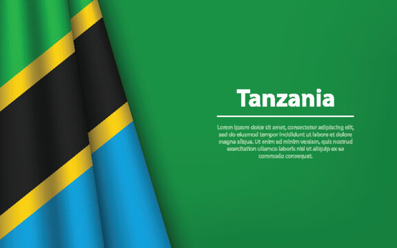 Wave flag of Tanzania with copyspace background.