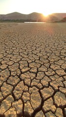 Desert landscape of dry cracked earth