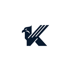 letter k eagle head logo blue, 