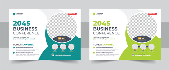 Business webinar invitation design, Webinar and business conference social media banner template, Online live webinar banner invitation, Business conference flyer, Modern banner design template vector
