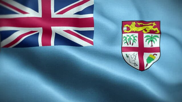 4K Textured Flag of Fiji Animation Stock Video - Fijian Flag Waving in Loop - Highly Detailed Fiji Flag Stock Video