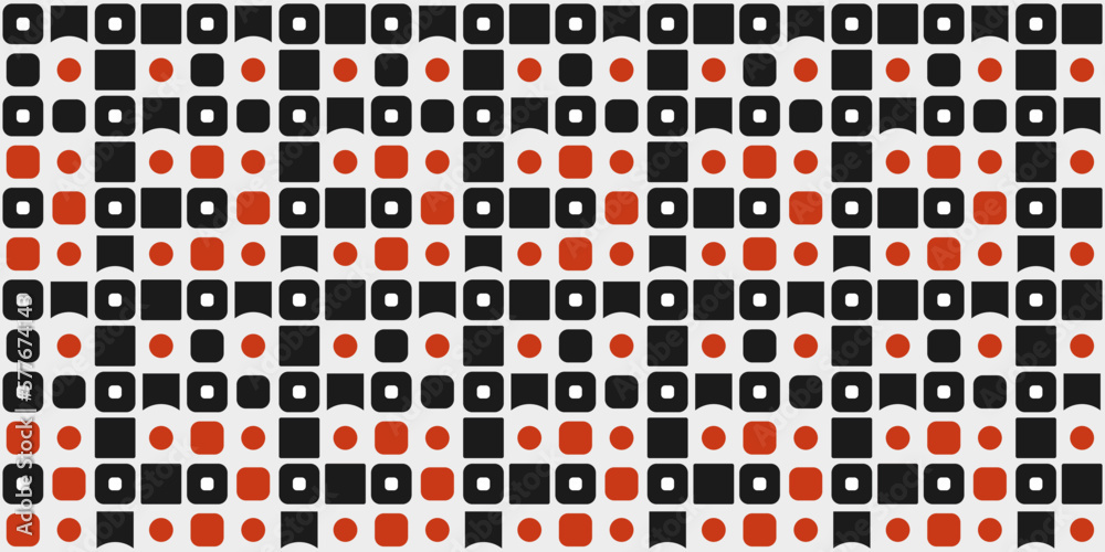 Leinwandbilder Black and red pattern with repeating geometric shapes. Vector seamless pattern, for print and surface design.