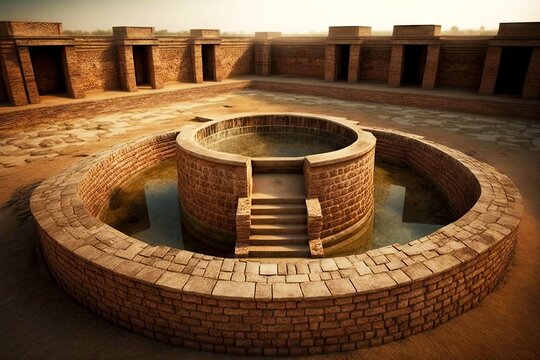 cistern for watering agricultural fields in ancient city of mohenjo daro, created with generative ai