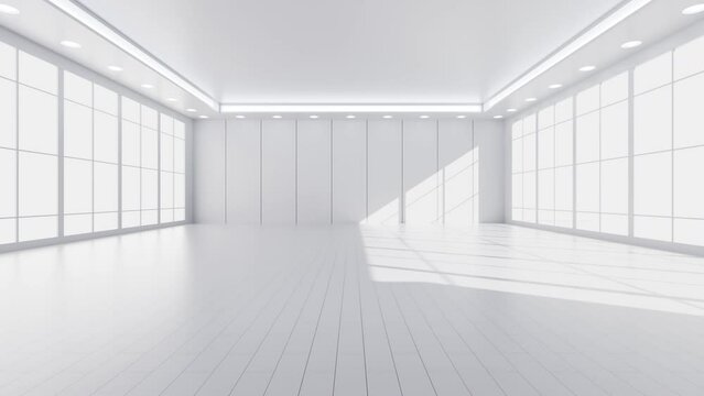 White empty room video, 3d rendering.