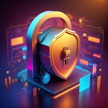 concept of cyber security and data protection, digital data security, closed secure lock, internet technology concept, generative ai