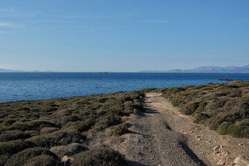 View of the Aegean Sea from a viewpoint in Ios Greece