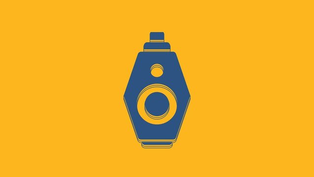 Blue Car key with remote icon isolated on orange background. Car key and alarm system. 4K Video motion graphic animation