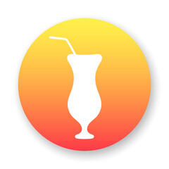 Alcohol cocktail vector round icon. Stylized white silhouette on bright gradient background. Best for web, logo, bar decoration, menu concept and branding design.