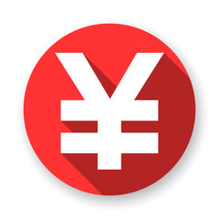 Currency yuan vector symbol. CNY long shadow round vector icon.