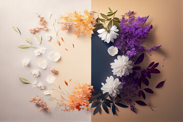 Spring greeting with fresh bloom flowers and butterfly for holiday season celebration Generative AI