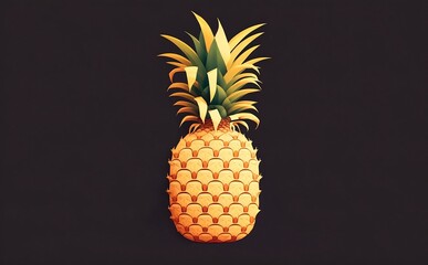 Pineapple flat illustration. Generative AI technology.