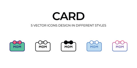 card Icon Design in Five style with Editable Stroke. Line, Solid, Flat Line, Duo Tone Color, and Color Gradient Line. Suitable for Web Page, Mobile App, UI, UX and GUI design.