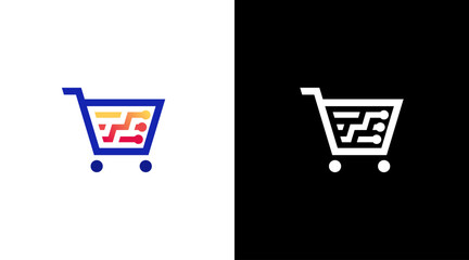 store Shopping cart logo marketing vector monogram icon style Design template