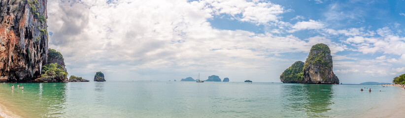 Fototapeta premium View at the Ko Rang Nok island in Railay Bay near Ao Nang town in Krabi, Thailand