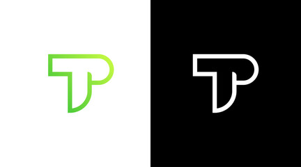Letter tp initial logo green monogram icon Design template