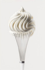 Confectionery whipped cream on a whisk. Generative AI