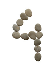 Number 4 in stone isolated