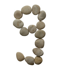 Number 9 in stone isolated