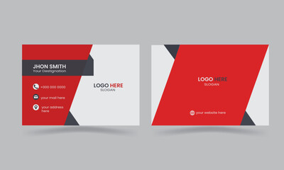 Simple and creative red gray and white business card design.