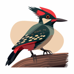 Cute woodpecker cartoon flat vector illustration with isolated background
