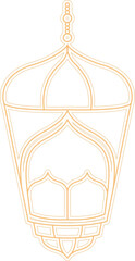 simple ramadan lantern gold outline