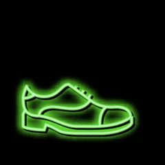 Tuinposter leather shoe care neon glow icon illustration © vectorwin