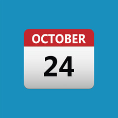 24th October calendar icon. October 24 calendar Date Month icon. Isolated on blue background