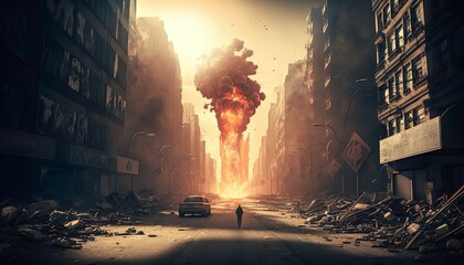 explosion over the city (Generative AI)