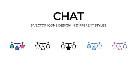 chat Icon Design in Five style with Editable Stroke. Line, Solid, Flat Line, Duo Tone Color, and Color Gradient Line. Suitable for Web Page, Mobile App, UI, UX and GUI design.