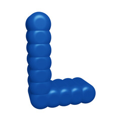 Blue alphabet letter l in 3d rendering