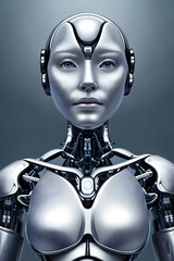 Graphic Concept of Cybernetics woman and Artificial Intelligence robotic Technology. Generative AI
