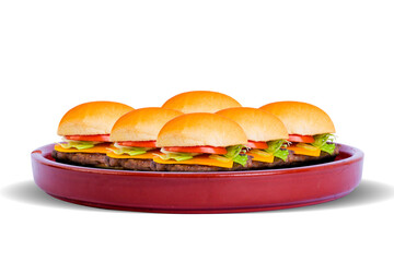 Portion of hamburger on white